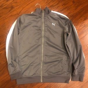 Puma Youth Large Gray track jacket w/ white stripe
